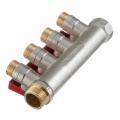 Коллектор распределительный Stout SMB-6200 3/4"х1/2" с 4 отводами, шаровые краны красные ручки
