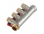 Коллектор распределительный Stout SMB-6200 3/4"х1/2" с 4 отводами, шаровые краны красные ручки