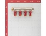Коллектор распределительный Stout SMB-6200 3/4"х1/2" с 4 отводами, шаровые краны красные ручки