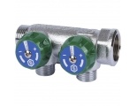 Коллектор распределительный Stout SMB-6849 3/4"х1/2" с 2 отводами, регулировочно-отсечные клапаны