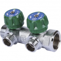 Коллектор распределительный Stout SMB-6849 3/4"х1/2" с 2 отводами, регулировочно-отсечные клапаны