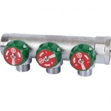 Коллектор распределительный Stout SMB-6849 3/4"х1/2" с 3 отводами, регулировочно-отсечные клапаны