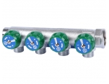 Коллектор распределительный Stout SMB-6849 3/4"х1/2" с 4 отводами, регулировочно-отсечные клапаны