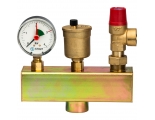 Группа безопасности 1" Stout c воздухоотводчиком, предохранительным клапаном и манометром