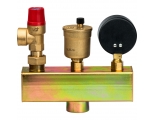 Группа безопасности 1" Stout c воздухоотводчиком, предохранительным клапаном и манометром