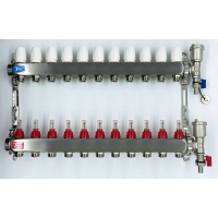 Коллекторная группа на 11 выходов Vieir VR112 с расходомерами без кранов, латунь