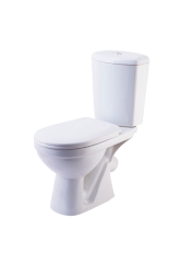 Унитаз-компакт Rosa Комфорт белый арматура и сиденье, косой выпуск