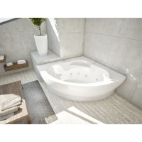 Ванна 146х146 акриловая Калипсо гидромассаж+ массаж спины+ мультисвет+переключатель микроф Акватек