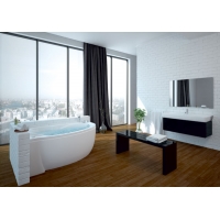 Ванна 150х95 акриловая Бетта левая + каркас + сифон + экран Акватек