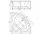 Ванна 140х140 акриловая Поларис-1 пустая с фр. экраном (слив слева) Акватек