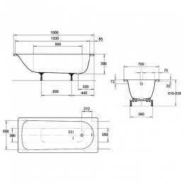 Ванна 150х70 стальная KALDEWEI Eurowa белый mоd.310-1