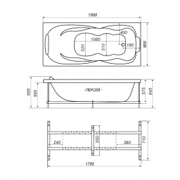 Ванна 190х90 акриловая TRITON Персей Экстра