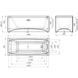 Ванна 168х70 акриловая Radomir Веста каркас (разборный)