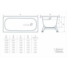 Ванна 170х70 стальная ВИЗ Donna