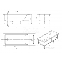Ванна 180х80 акриловая ROCA EASY