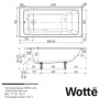 Ванна 150х70 чугунная Wotte Line без ножек