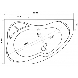 Ванна 170х110 акриловая Azario Микона левая