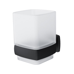 Стеклянный стакан с настенным держателем черный GEM  AM.PM.