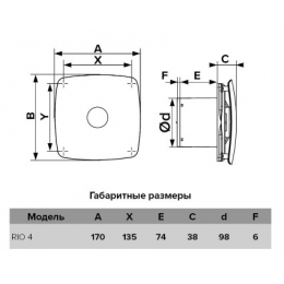 Вентилятор Ø100мм DICITI RIO 4С Matt black с обратным клапаном