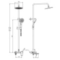 Душевая система ESKO ST300, однорычажный смеситель, излив, штанга, тропический душ, ручной душ