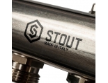Коллекторная группа Stout SMS-0922 1"х3/4" 4 выхода, без расходомеров, без регулировки