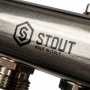 Коллекторная группа Stout SMS-0923 1"х3/4" 4 выхода, без расходомеров, без регулировки