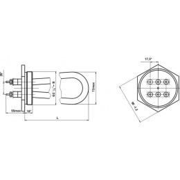 Блок ТЭНБ СЭВ-3 кВт (G2 1/2) ТЭН-70 В13/1,0 НЕРЖ