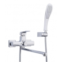 Смеситель для ванны GAPPO Aventador G2250-8 однорычажный, длинный L-излив, ручной душ, хром