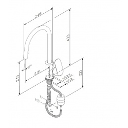 Смеситель для кухни AM.PM Like F8012000, однорычажный, высокий поворотный вытяжной излив