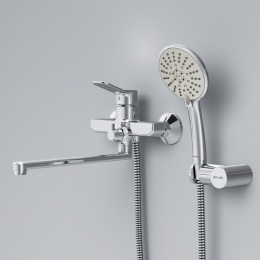 Смеситель для ванны AM.PM X-Joy F85A95000, однорычажный, длинный излив, ручной душ