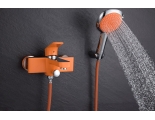 Смеситель для ванны с душем D&K Berlin.Kunste DA1433213 оранжевый-хром, однорычажный, короткий излив
