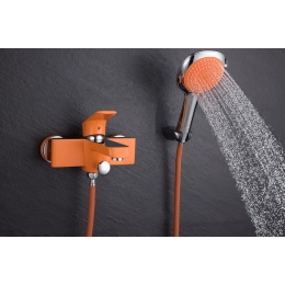 Смеситель для ванны с душем D&K Berlin.Kunste DA1433213 оранжевый-хром, однорычажный, короткий излив