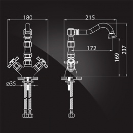 Смеситель для умывальника Elghansa PRAKTIC CHROME 19A2660, высокий излив, двухвентильный