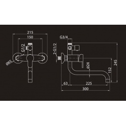 Душевая система Elghansa SHOWER SET 2308883-2L Set-21, однорычажная, излив, стойка, верхний и ручной
