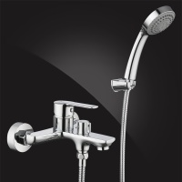 Смеситель для ванны Elghansa EMERALD New 2392010, однорычажный, короткий излив, душевой комплект