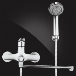 Смеситель для ванны Elghansa WIEDEN NEW 5372909, однорычажный, длинный излив, душевой комплект