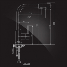 Смеситель для кухни Elghansa KITCHEN Pure Water 5698224, выход для фильтра, высокий излив, рычажный