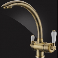 Смеситель для кухни Elghansa KITCHEN Pure Water 56A5840-Bronze, выход для фильтра, высокий излив