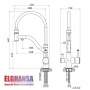 Смеситель для кухни Elghansa KITCHEN Pure Water 56B5337, выход для фильтра, гибкий излив, рычажный