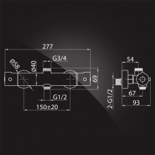 Душевая система Elghansa SHOWER SET 6500172-2L Set-17, термостат, стойка, верхний и ручной души