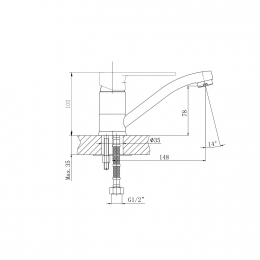 Смеситель для кухни ESKO Belgrade BD15 однорычажный, короткий поворотный излив