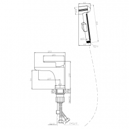 Смеситель для умывальника ESKO Berlin BR27H однорычажный, короткий излив, с гигиеническим душем