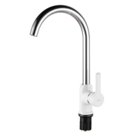 Смеситель для кухни ESKO Sorrento white SR519W однорычажный, высокий поворотный излив, белый-хром