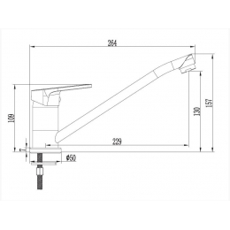 Смеситель для кухни ESKO Venezia 3 VE05-3, однорычажный, длинный, поворотный излив