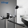 Смеситель для ванны Frap 2242F, однорычажный, длинный поворотный излив, ручная лейка, черный, хром