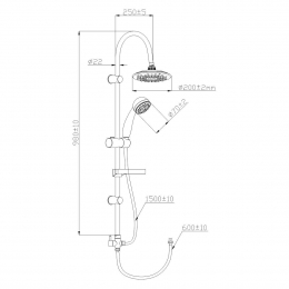 Душевая стойка Gross Aqua OPTIMA GA9010, верхний душ, ручной душ, с переключателем, мыльницей