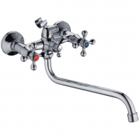 Смеситель для ванны Ledeme L2208, двухвентильный, длинный излив, ручная лейка