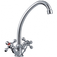 Смеситель для кухни Ledeme L4008, двухвентильный, высокий излив