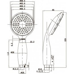 Лейка душевая LEMARK LM8001C, 1 режим, 100 мм