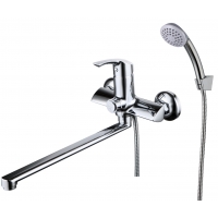 Смеситель для ванны Lemark plus Strike LM1157C, однорычажный, длинный излив, с ручной лейкой